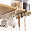 Six-hook kitchen ironwork seamless nail-free hooks, cabinet storage hangers, multi-functional wardrobe row hooks, and organizing hooks details Picture